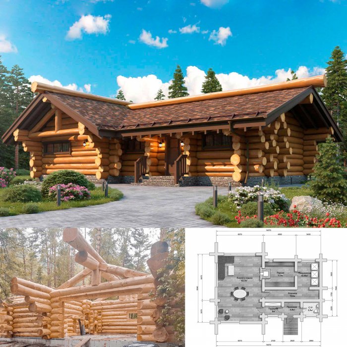 Дикий сруб бани