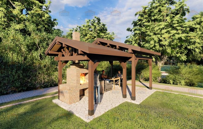 Зона барбекю с навесом