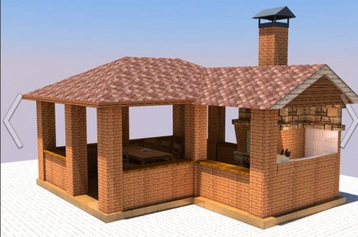 Беседка с мангалом и барбекю проектировка