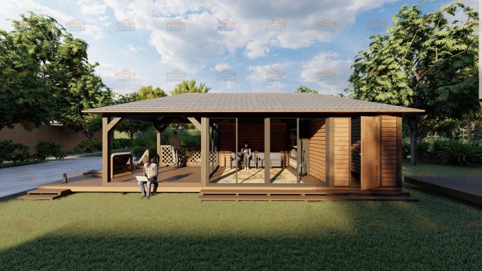 Угловая беседка с хозблоком