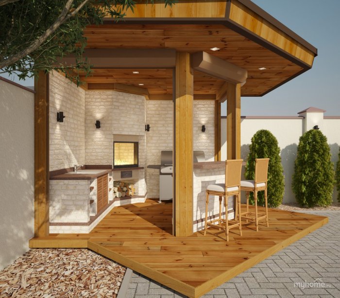 Угловая летняя кухня