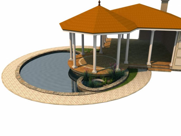Проект круглой беседки с мангалом