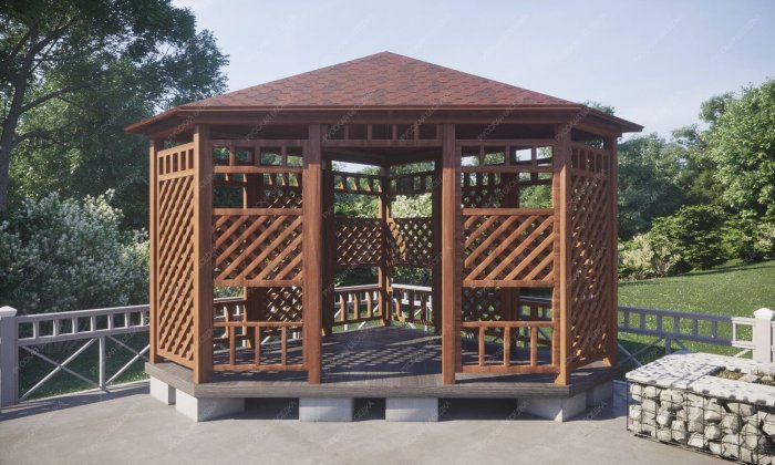 Угловая беседка на даче