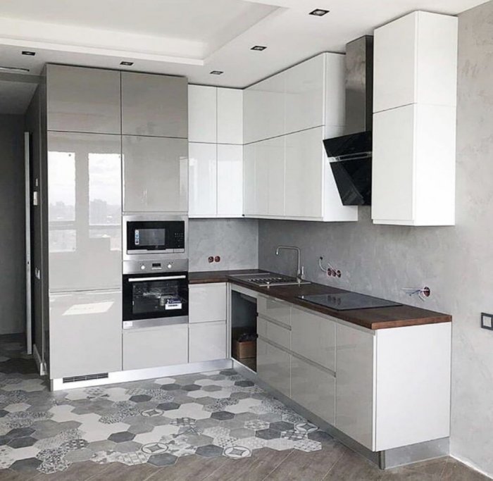 Кухня серый глянец