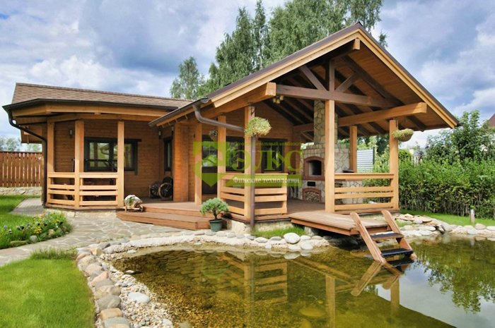 Баня с беседкой