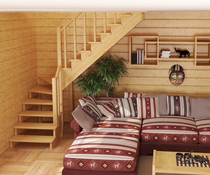 Лестница межэтажная деревянная к-001м/1