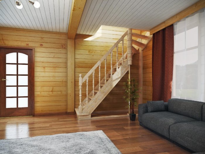 Лестница на мансарду в частном доме