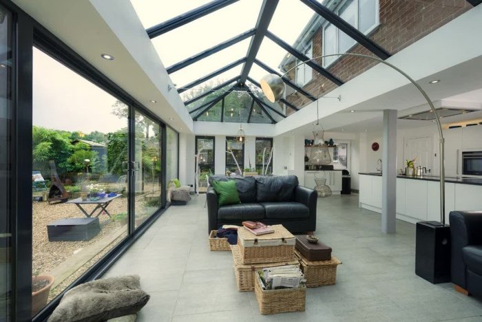 Стеклянная крыша в частном доме