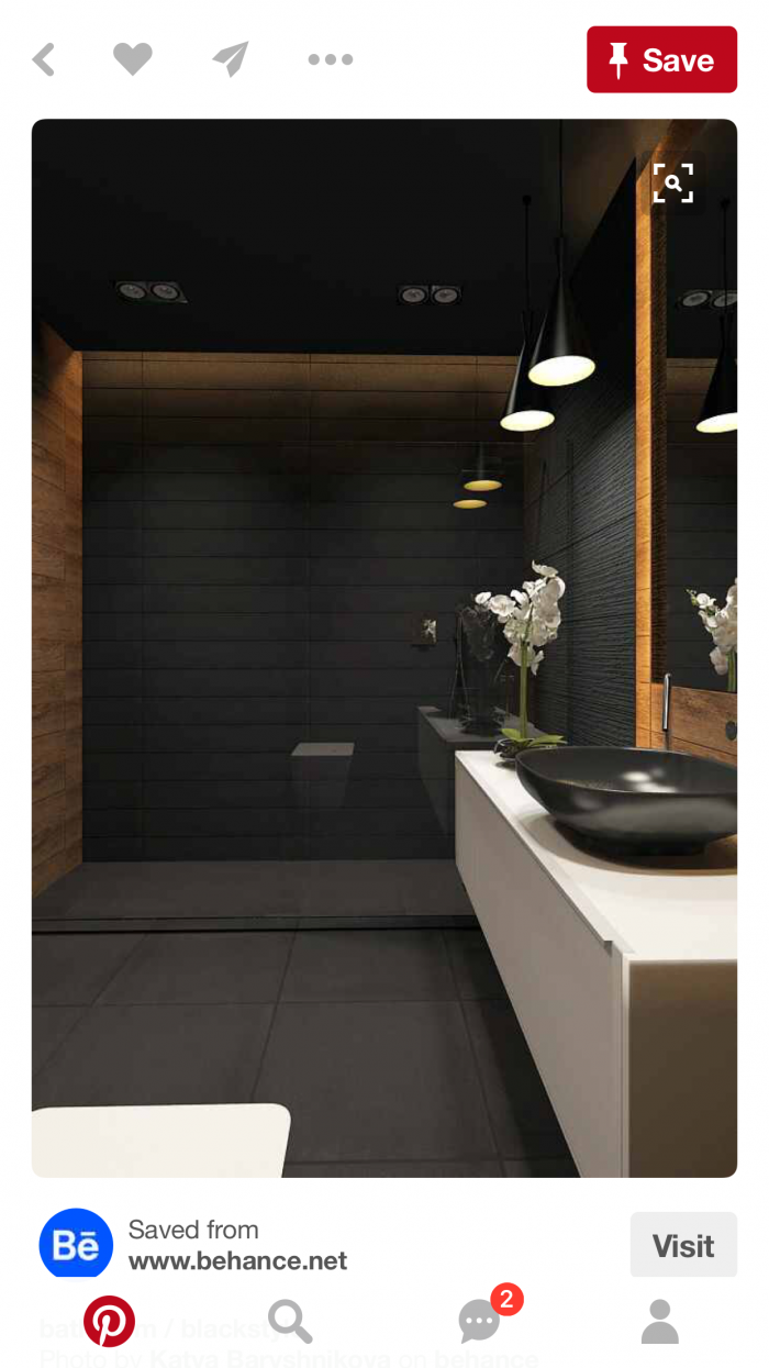 Ванная черная с деревом