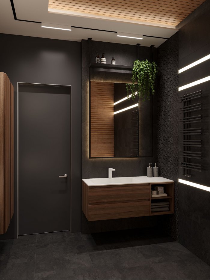 Ванная комната в темных тонах
