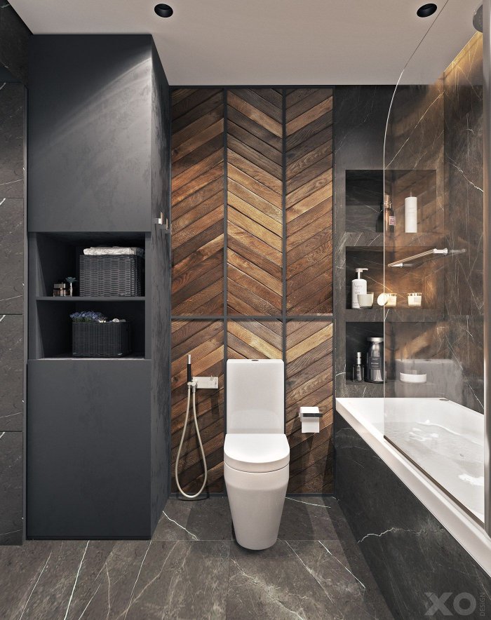 Ванная лофт со шкафом