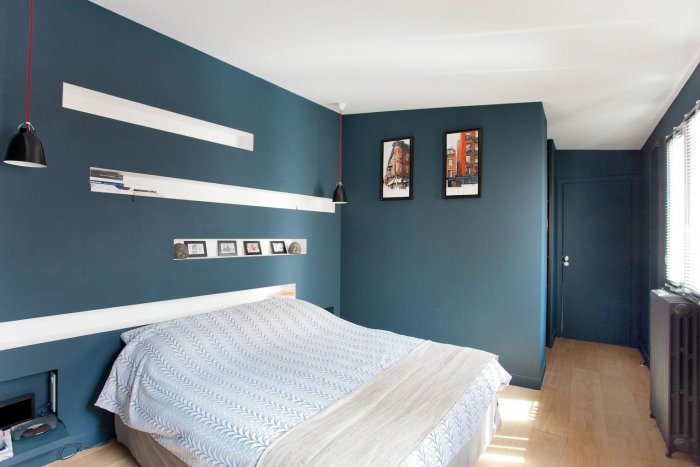 Окрашенные стены в спальне