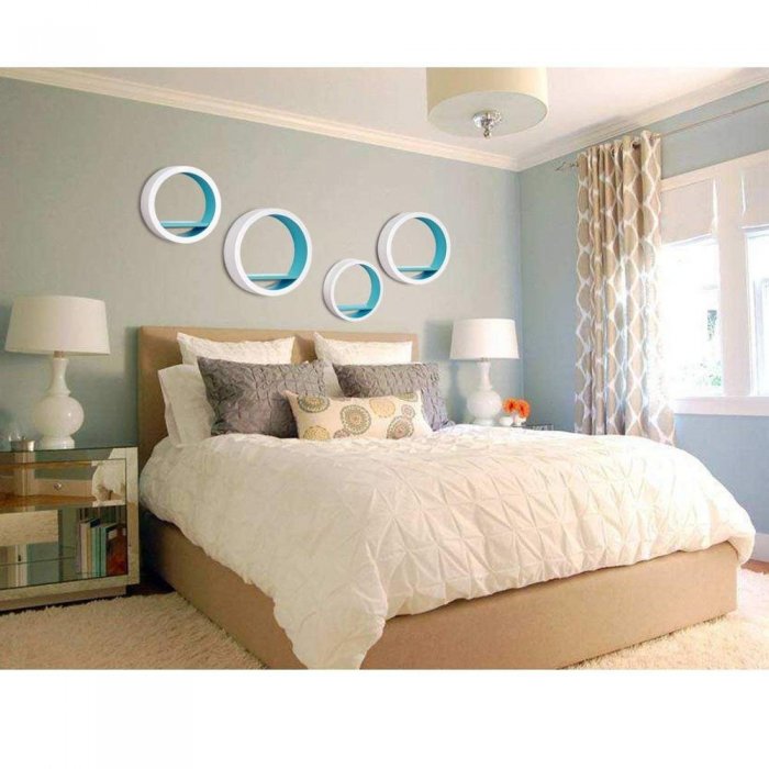 Бежево голубая спальня