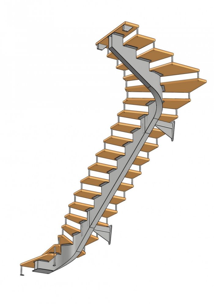 Одномаршевая металлическая лестница на одном косоуре.