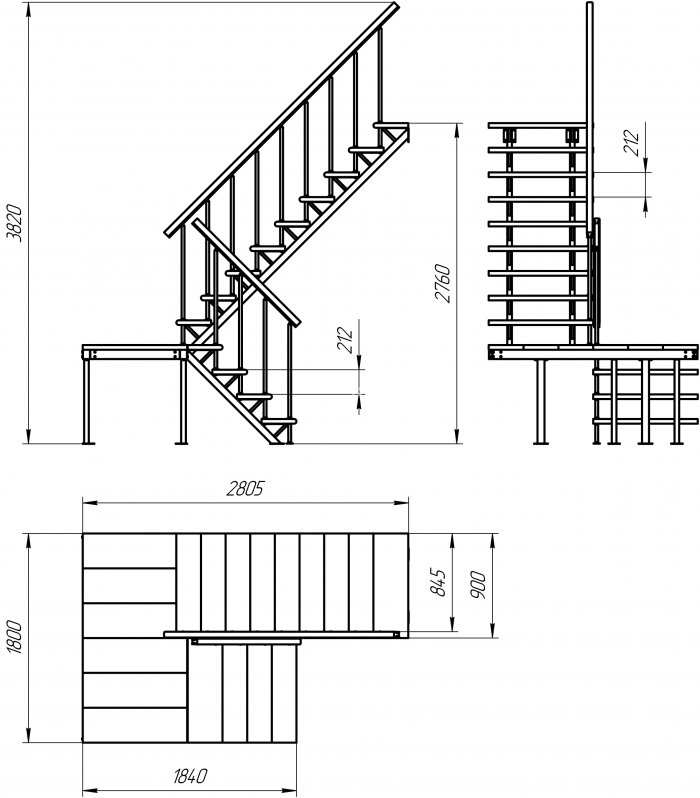Лестница поворотная на 180 лс-01у чертежи