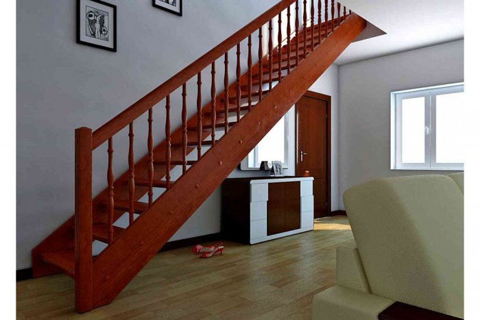 Одномаршевая лестница на 2 этаж