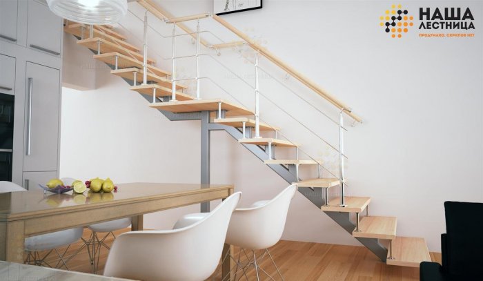 Одномаршевая лестница с косоурами