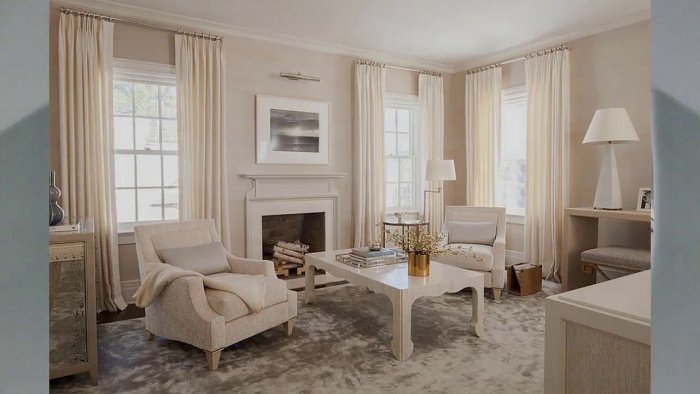 Кремовый цвет в интерьере гостиной