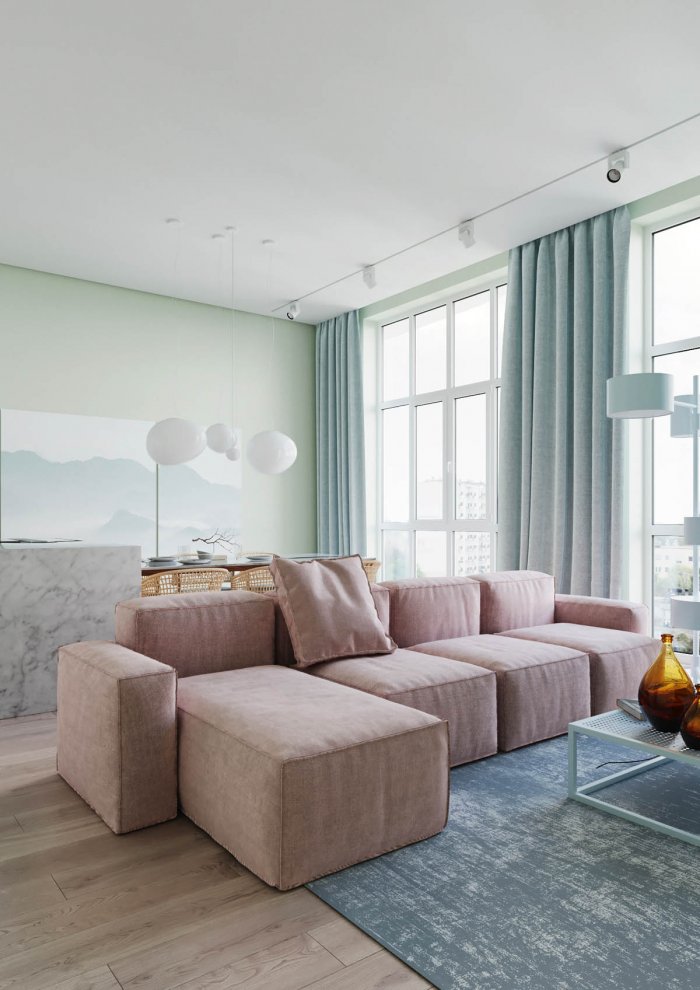 Современный интерьер в пастельных тонах