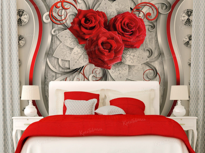 Фотообои розы в спальне