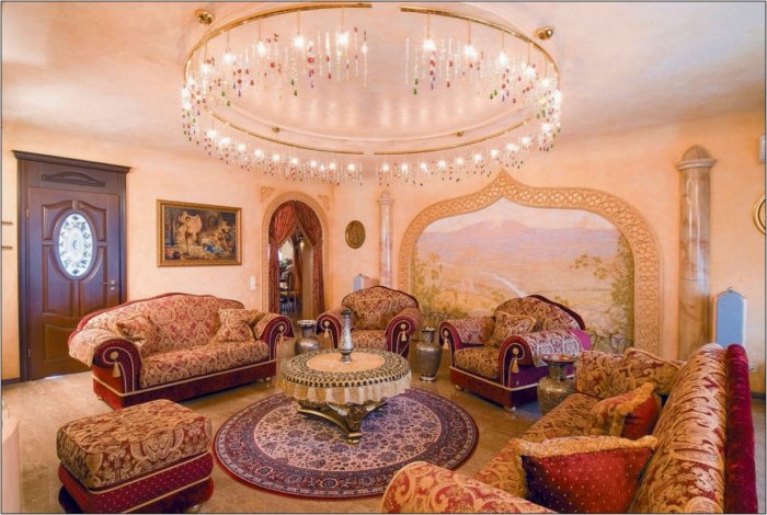 Восточный стиль в интерьере гостиной