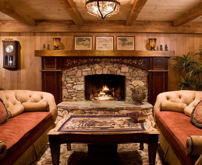 Камины в интерьере Шале