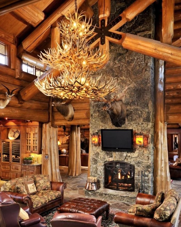 Комната в стиле охотничьего домика
