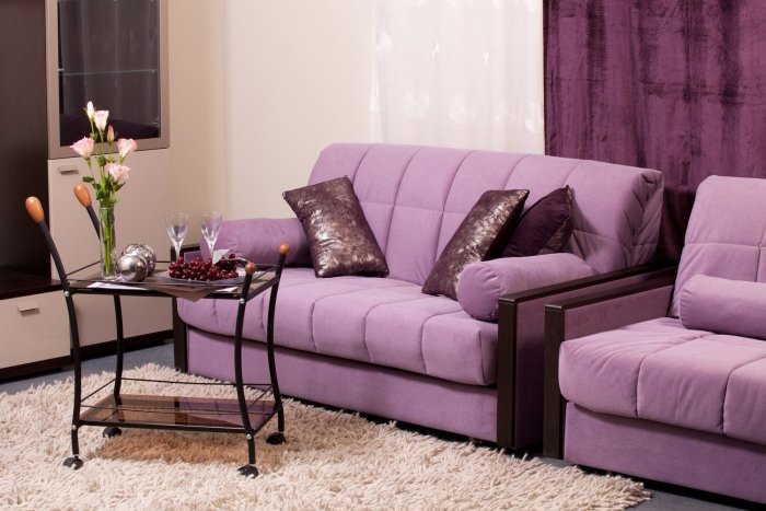 Серо сиреневый диван моон