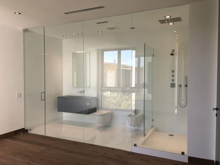 Стеклянная душевая перегородка