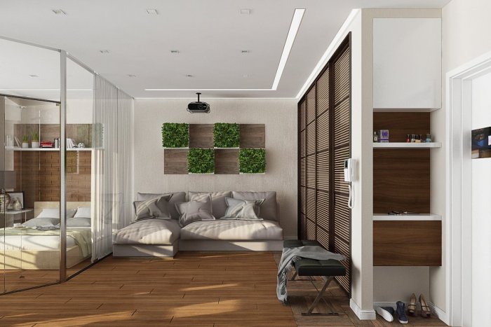 Дизайнерский интерьер однокомнатной квартиры