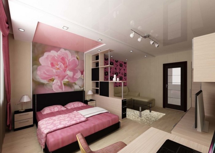 Зонирование зала на спальню