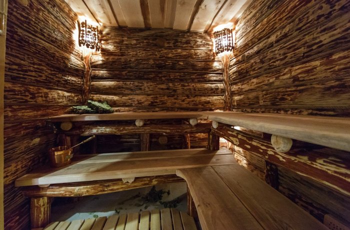Отделка бани горбылем внутри