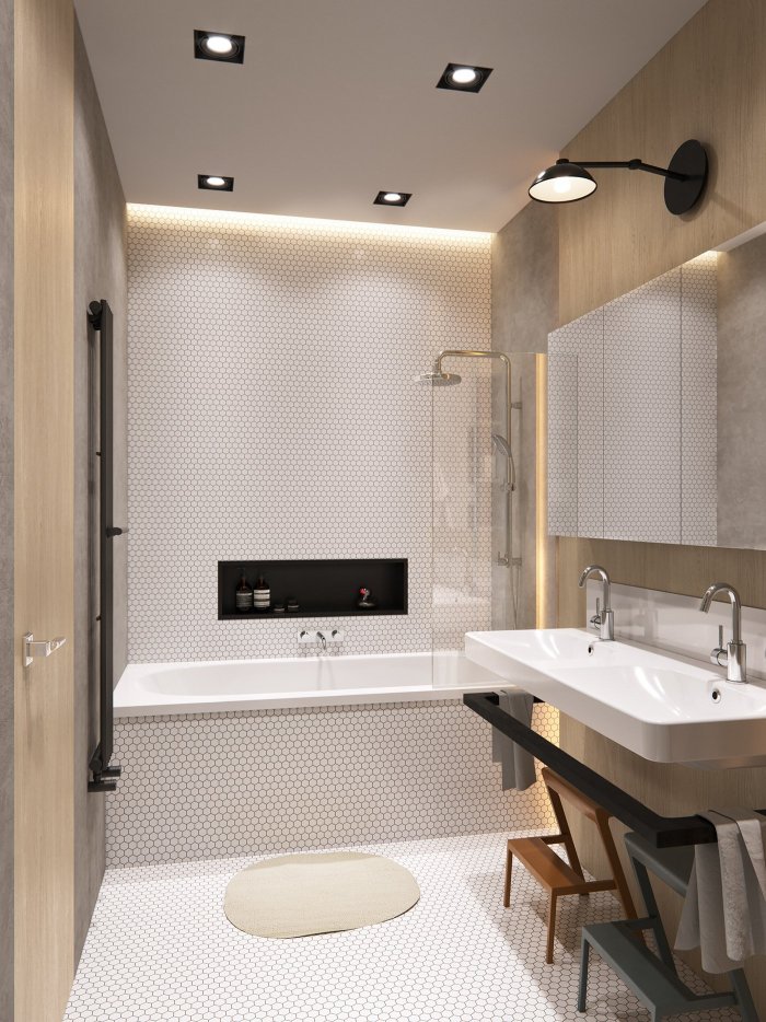 Ванная прямоугольная современная