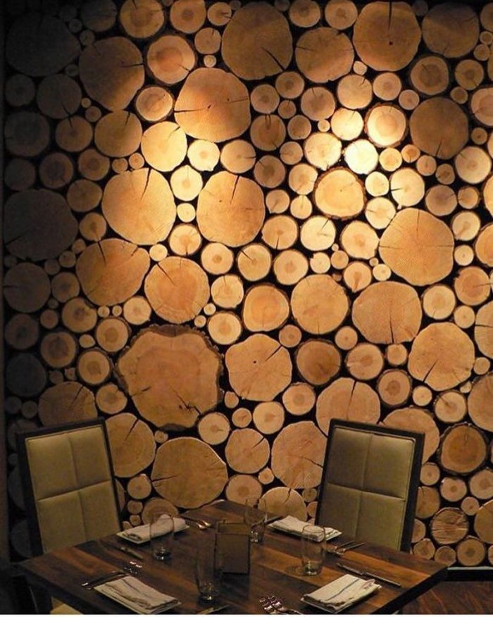 Отделка спилами дерева