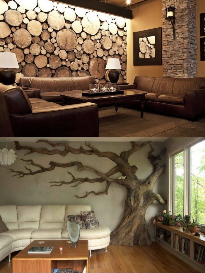 Спилы из дерева в интерьере