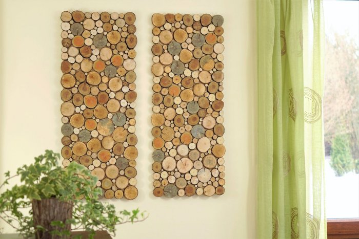 Декор из спила дерева на стену