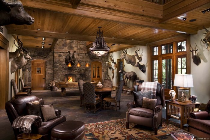 Охотничий домик интерьер