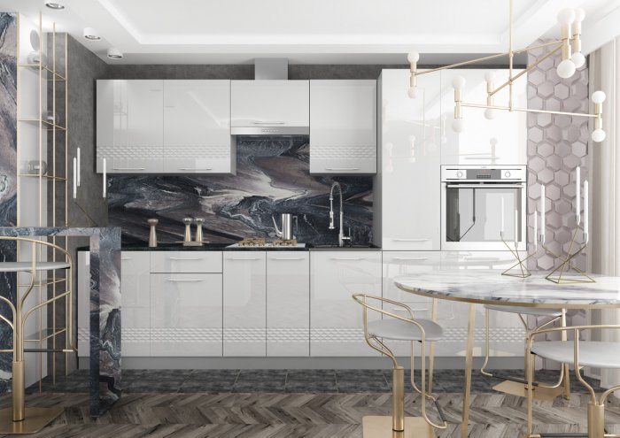 Кухня капля глянец ДСВ белая