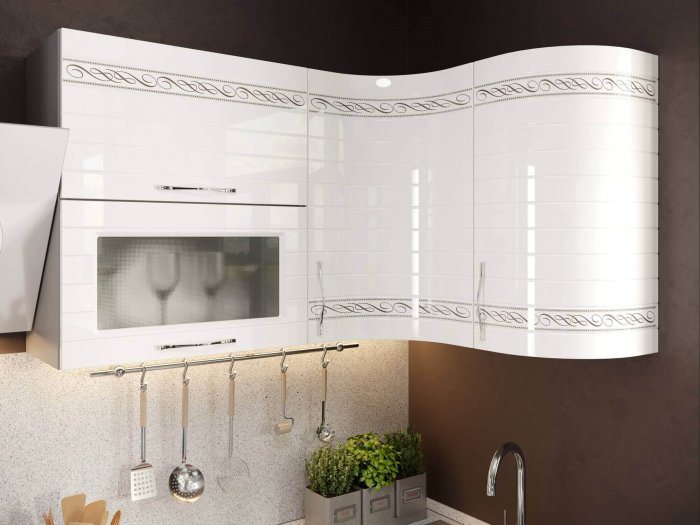 Кухня Анастасия Тип 3 белый глянец и капучино