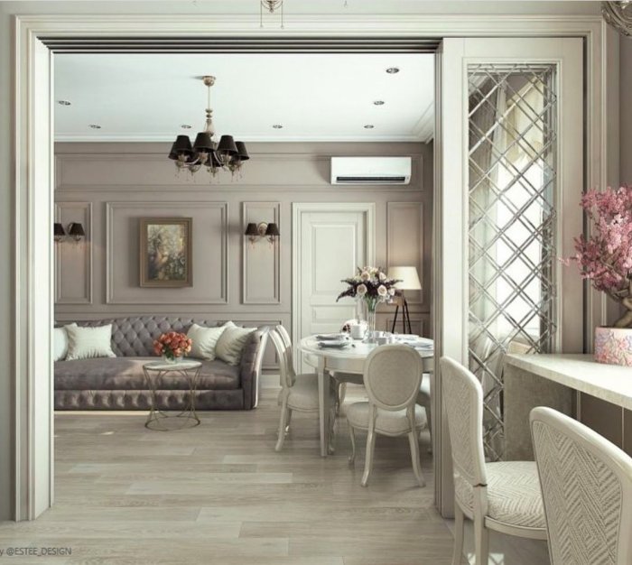 Гостиная с молдингами