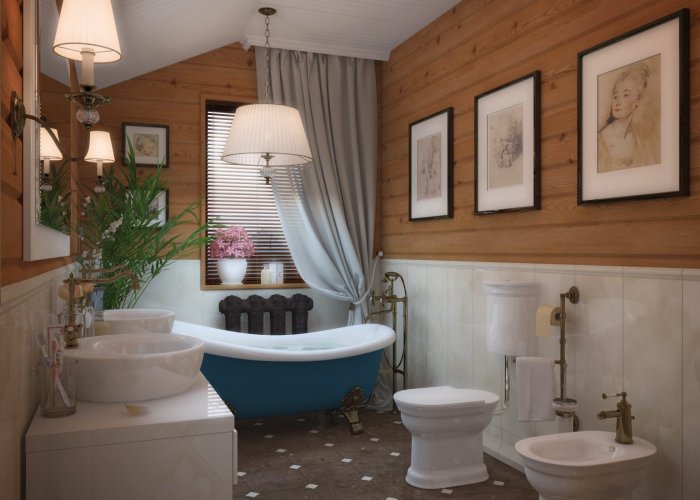 Туалет в деревянном доме