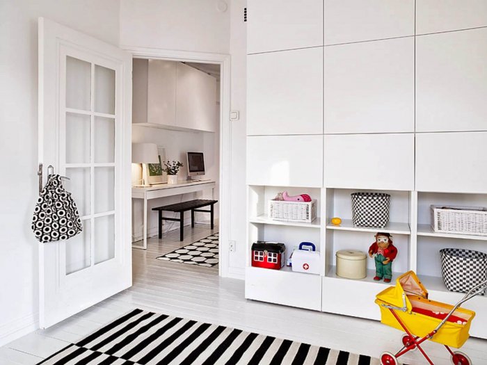 Скандинавский стиль в интерьере шкаф