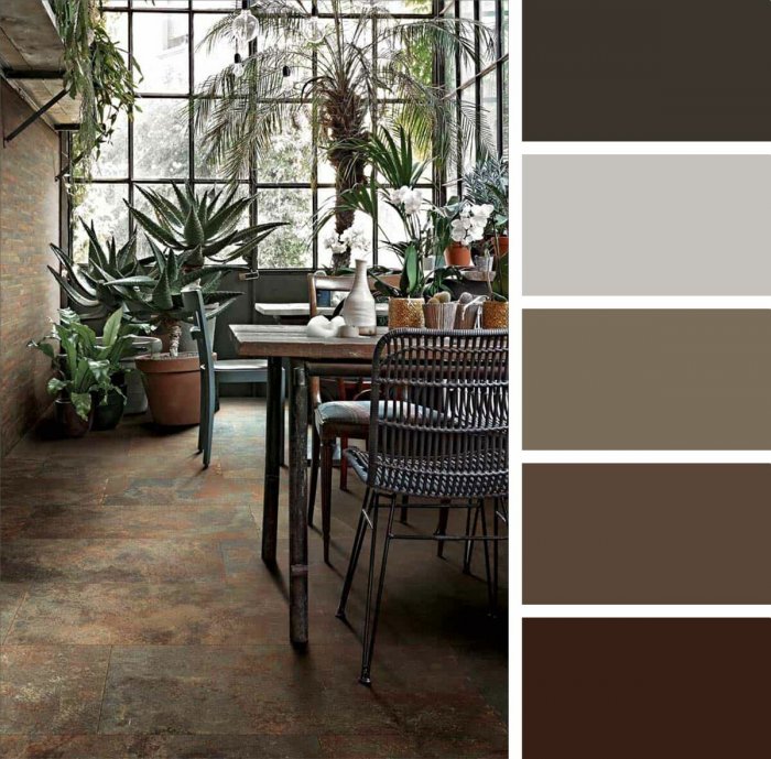 Цветовая палитра для интерьера коричневый