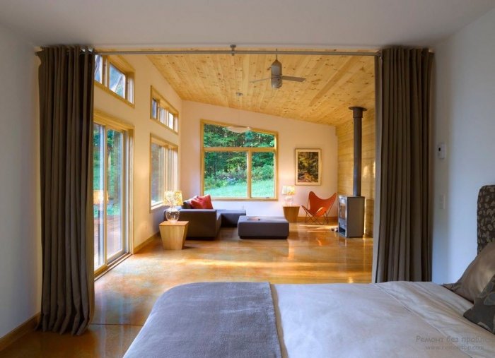 Шторы перегородки для зонирования пространства в комнате