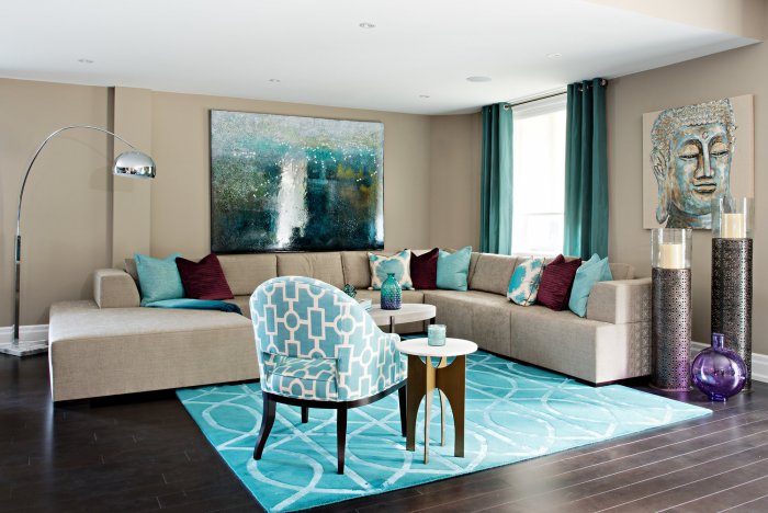 Бирюза с бежевым в интерьере