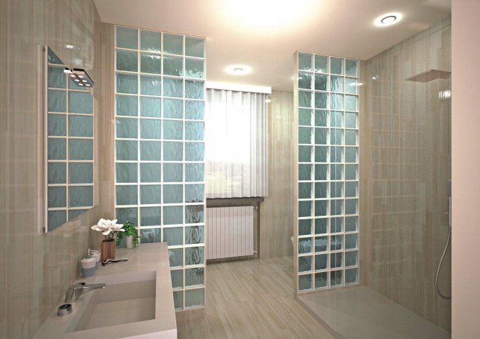 Перегородка из стеклянных блоков