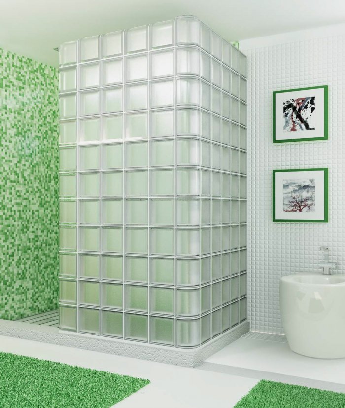 Душевая из стеклянных блоков