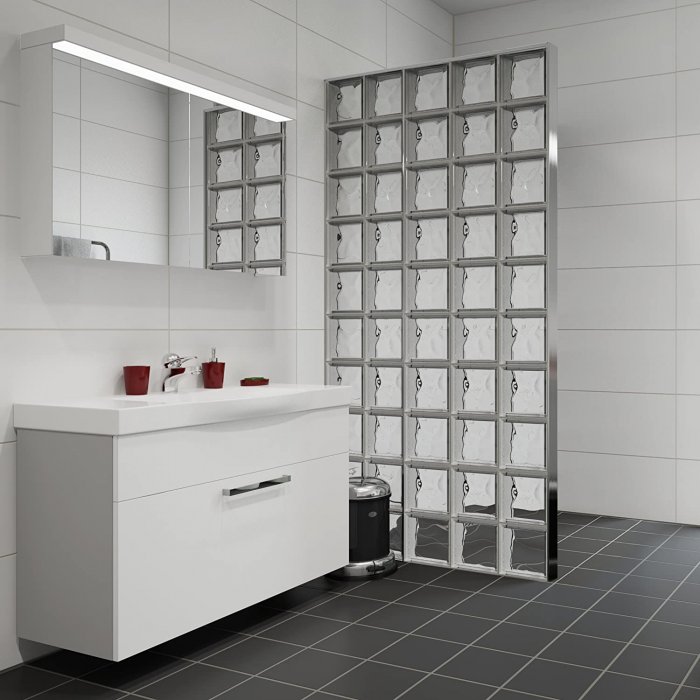 Стеклоблоки в интерьере ванной