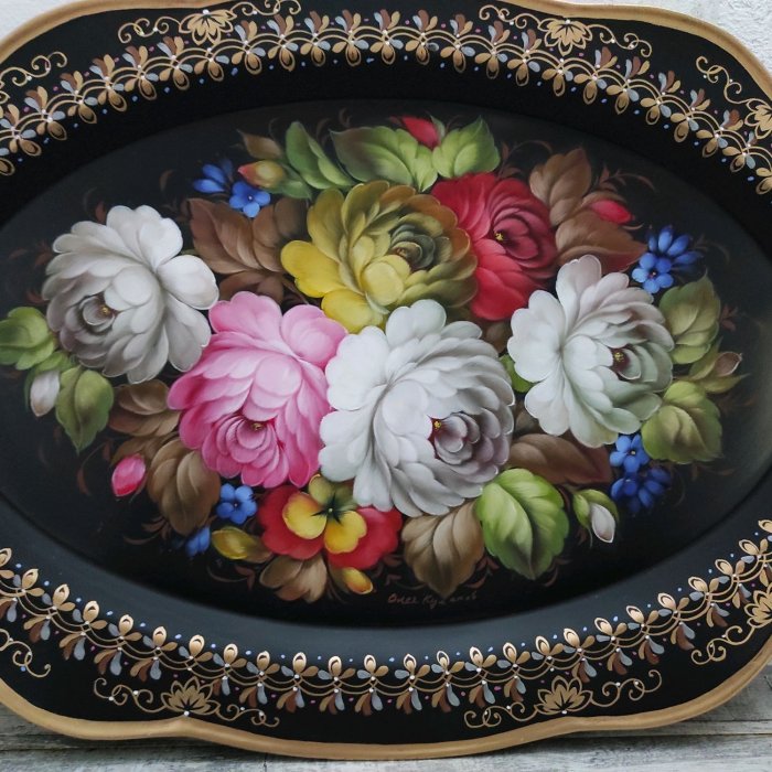 Поднос пионы Жостово