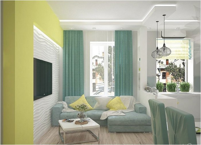 Гостиная в мятном цвете